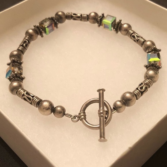 Vintage Silpada Sterling Silver and Swarovski Crystal Bead Bracelet B0912 - Picture 5 of 16